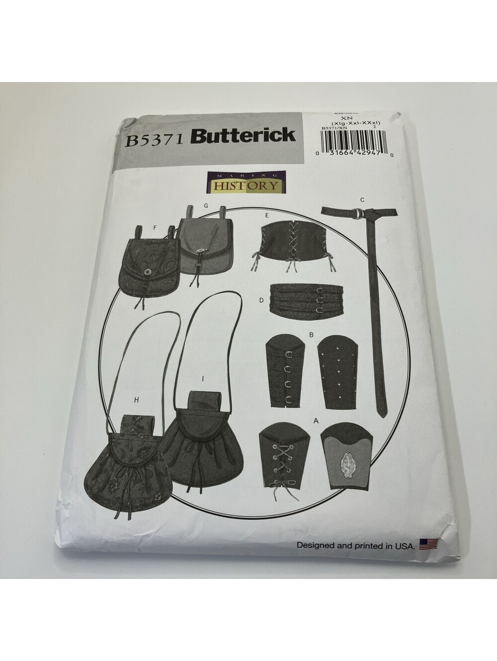 Butterick Historical Pouches Corset Belt Pattern Costume Size XL-3XL UC FF B5371
